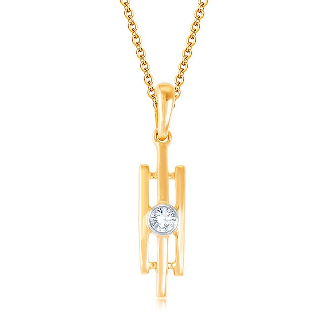 Senco Gold Sparkling Lantern Diamond Pendant (1 gram / 0.05 Ct / HI-SI / 18K Yellow Gold)