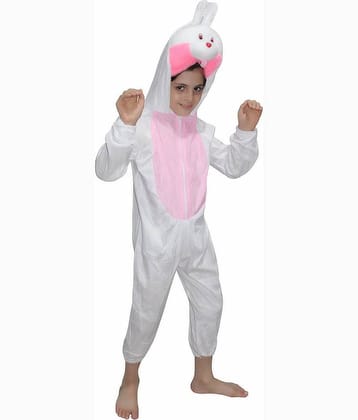 Kaku Fancy Dresses Rabbit Pet Animal Costume -White & Pink, 7-8 Years, For Boys & Girls