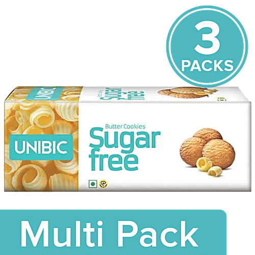 UNIBIC Sugar Free Butter Cookies, 3x75 g Multipack