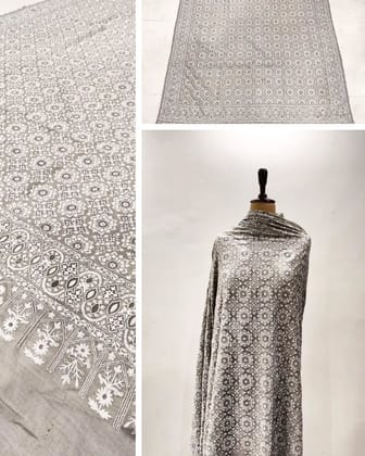 White Embroidered Pashmina Shawl – Handcrafted Elegance in Pure Wool | Graceful Heritage Wrap by Heritage Design Inc