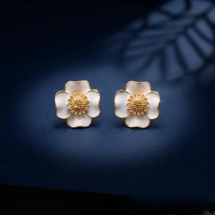 Elegant Floral Design Stud Earrings Glossy Petal Party Wear for Women & Girls