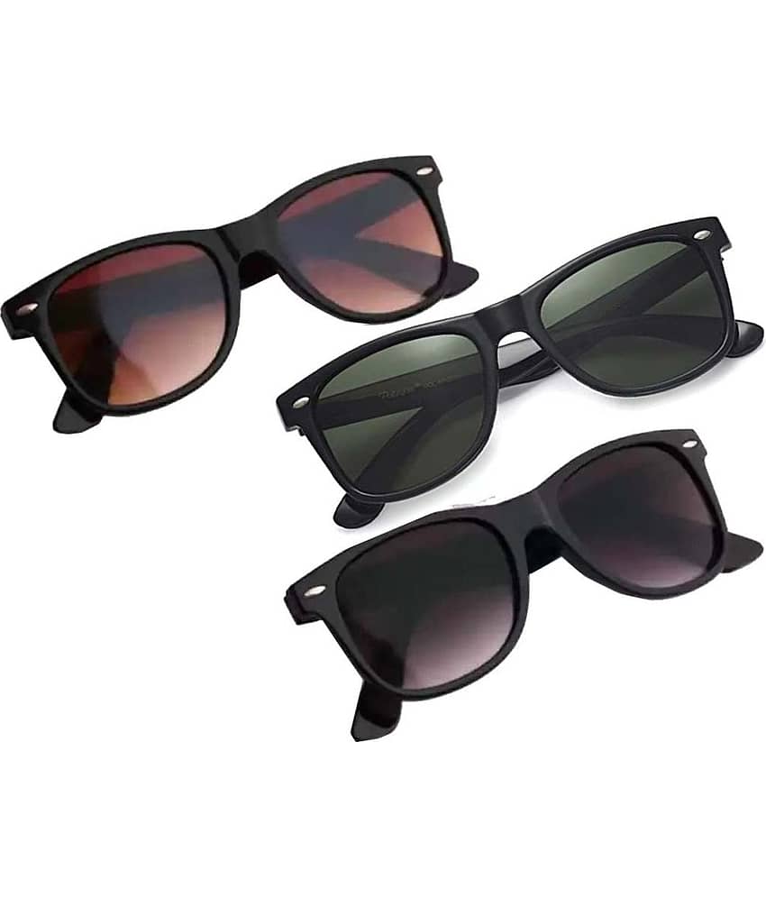 Elligator Black Rectangular Sunglasses ( Pack of 3 )