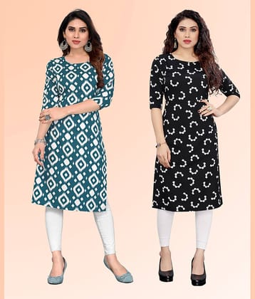 KETAKI FASHION Pack of 2 Crepe Printed Straight Women's Kurti - ( Multicoloured )