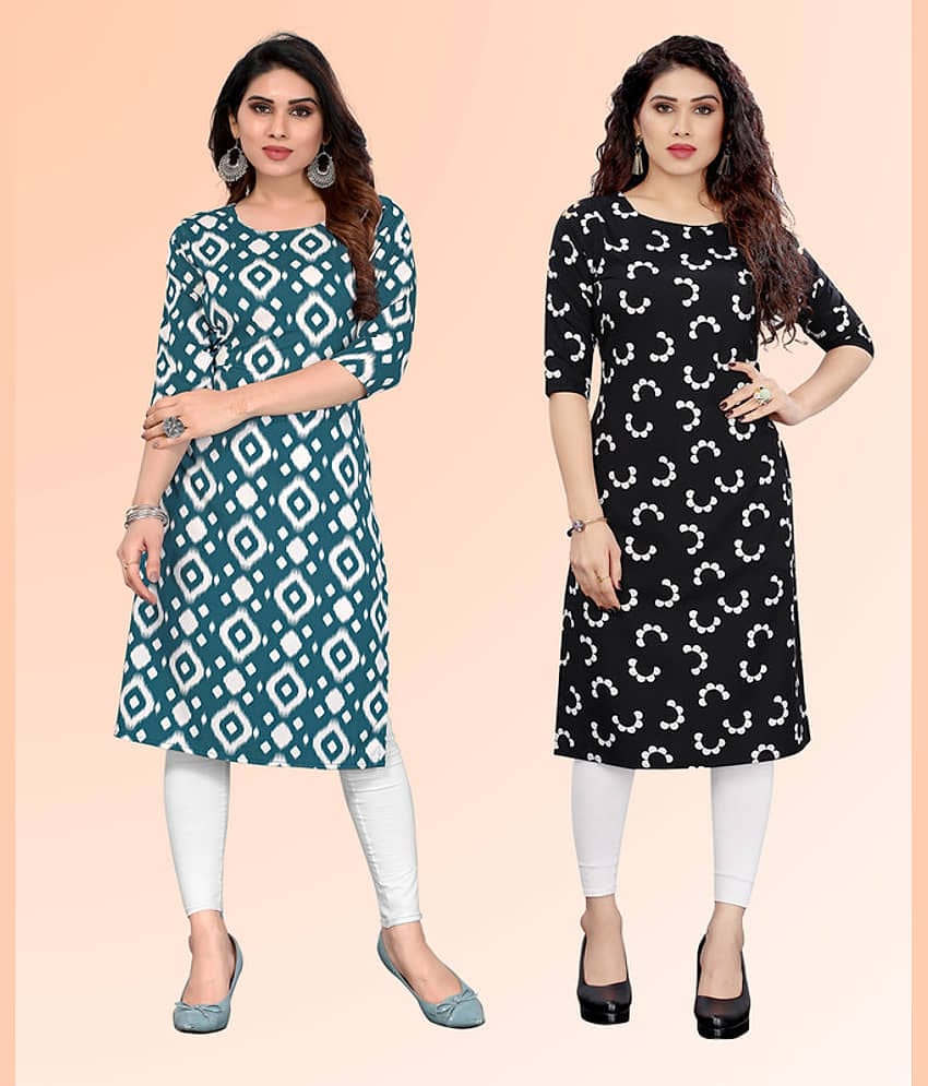 KETAKI FASHION Pack of 2 Crepe Printed Straight Women's Kurti - ( Multicoloured )