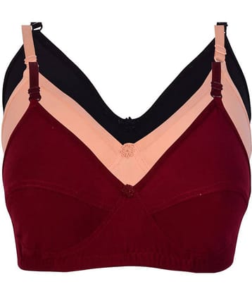 Kiran Enterprises Pack of 3 Cotton Lycra Non Padded Women's Minimizer Bra ( Multi Color )