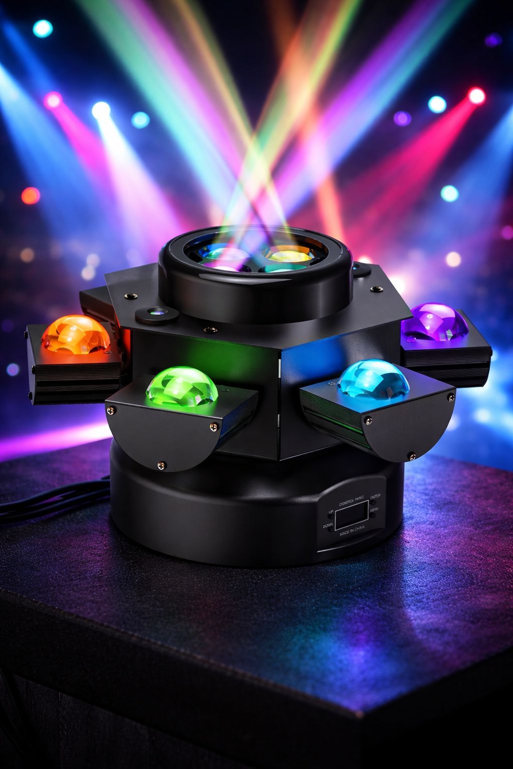 SPARKWORLD RGB 6-Arms LED DJ Disco Light | Rotating Moving Head Party Light with DMX Control | Stage Light for Club, Wedding, Events & Dance Floors | Colour: 6Arms Dj Light
