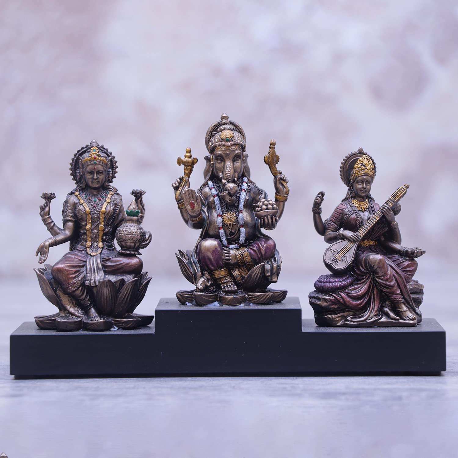 Craftlayout Lakshmi Ganpati Statue with Bronze Finish 4.5 Inch