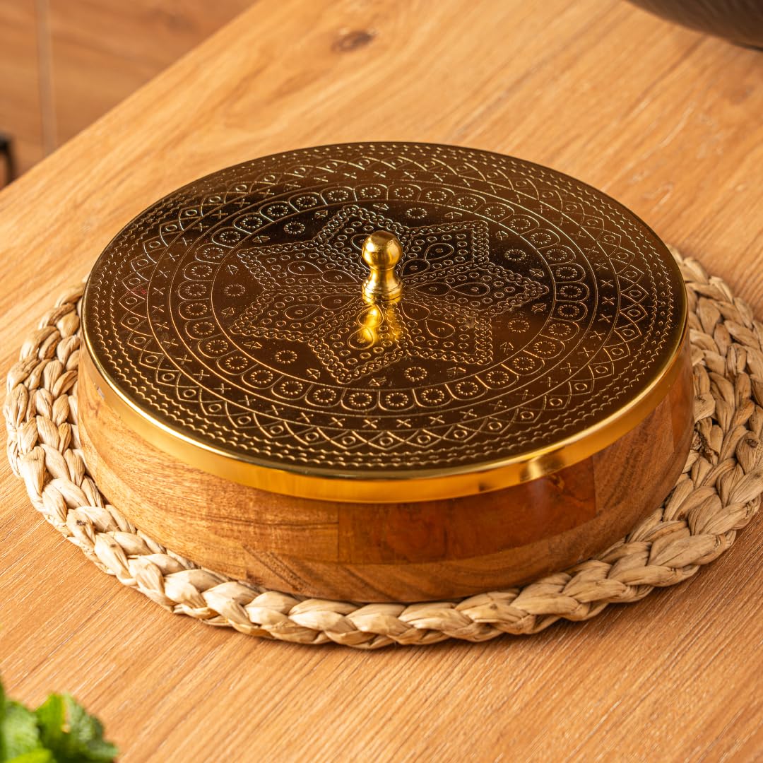 CÜRAA Masala Dani | Acacia Wood Masala Dabba by Chef Sanjyot Keer | Spice Box for Kitchen with 7 Detachable Containers & Spoon | 120ml Each | Gift for Home