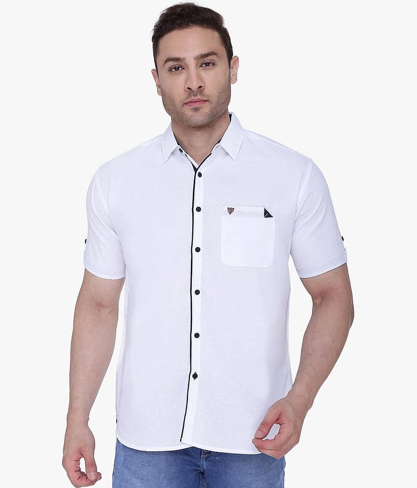 Kuons Avenue - White Linen Slim Fit Men's Casual Shirt ( Pack of 1 )