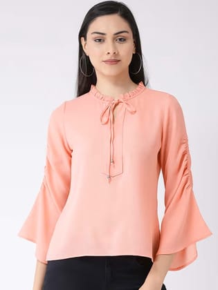 Latin Quarters Peach Solid Blouse