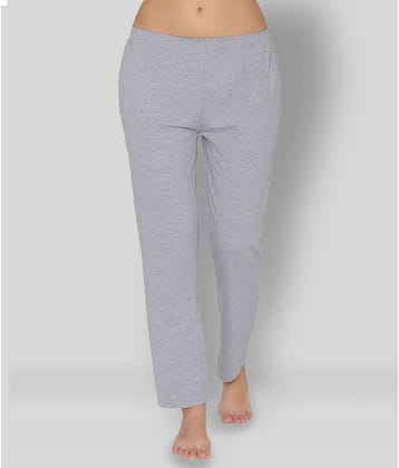 Clovia - Light Grey Cotton Women's Nightwear Pyjama ( Pack of 1 )