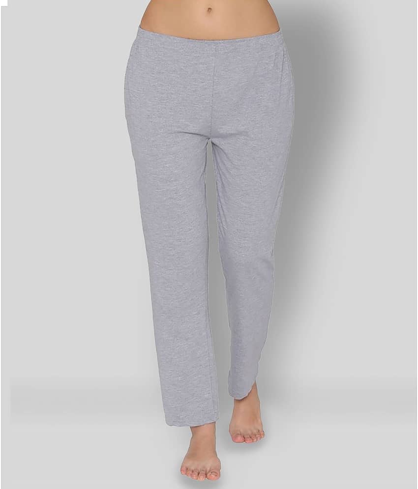 Clovia - Light Grey Cotton Women's Nightwear Pyjama ( Pack of 1 )