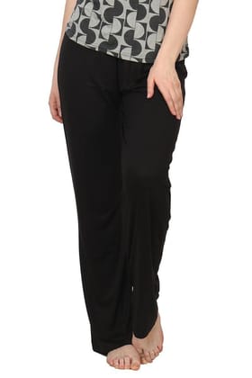 Black Solid Comfortable Loose Pyjamas-L / Black