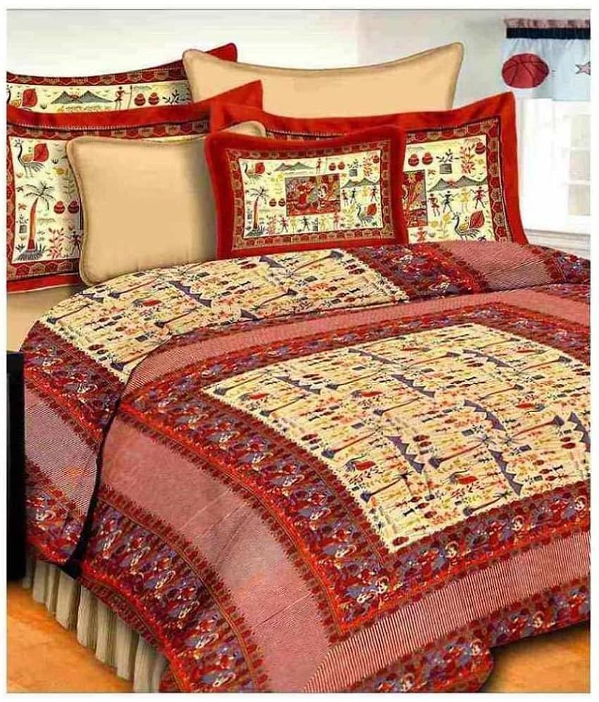 Bombay Spreads Cotton King Bedsheet ( Red )