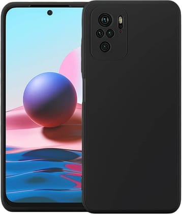 Case Vault Covers - Black Silicon Plain Cases Compatible For Xiaomi Redmi Note 10s ( Pack of 1 )