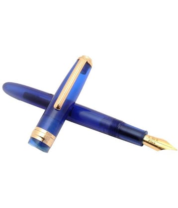 Srpc Click Falcon Demonstrator Fountain Pen Flex Nib With Golden Trims - Blue