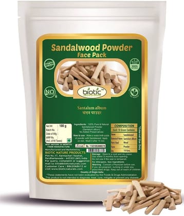Biotic Pure San dalwood Powder - White Chandan Powder for Face 100 gm