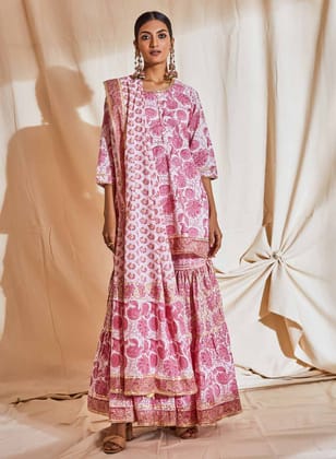 Gul Printed Sharara Set-S / Pink