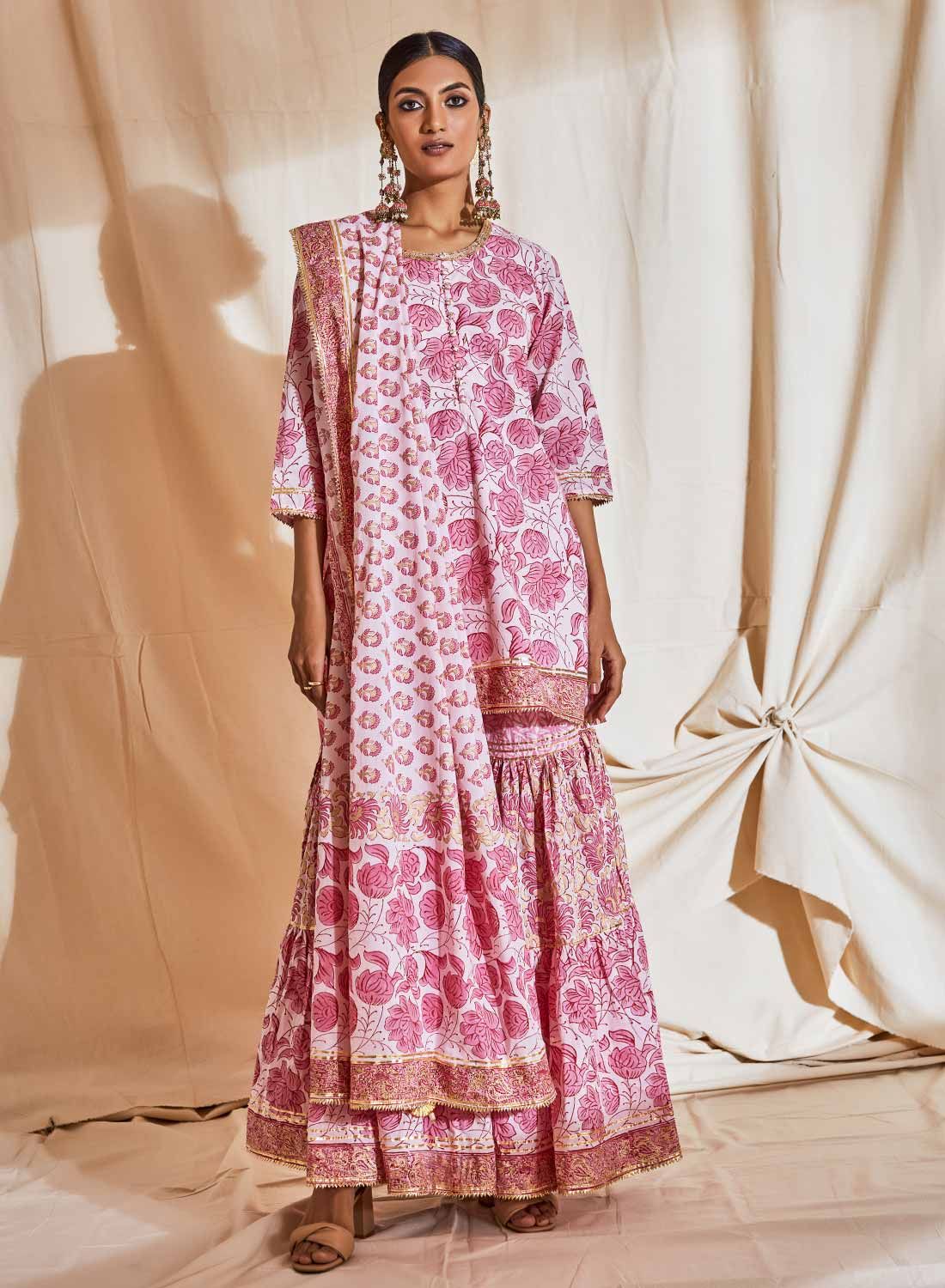 Gul Printed Sharara Set-S / Pink
