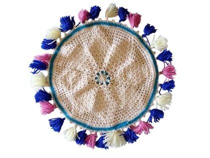 Handmade Woolen Crosia Thali Pose for Home Festival and Puja Decoration (12 Inches)