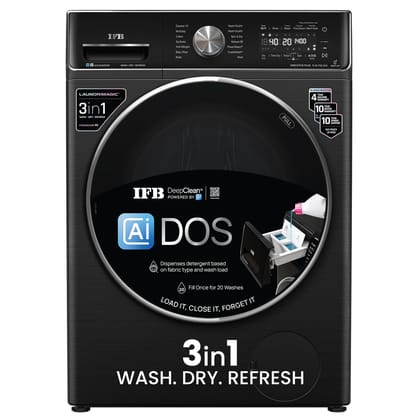 IFB 11/7/3 kg Fully Automatic Washer Dryer Refresher with Steam Refresh, AI DOS, 100% Dry Clothes, 9 Swirl Wash Mimic Handwashing, WiFi & Eco Inverter Motor (WDR Executive Plus ZBG, Black) IFB 11/7/3 kg Fully Automatic Washer Dryer Refresher with Steam R