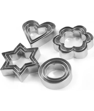 Cookie Cutter Stainless Steel Cookie Cutter with 4Shape, 12 Pieces Pizza Cutter