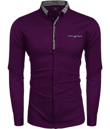 WEBRIC Cotton Blend Regular Fit Printed Full Sleeves Men's Casual Shirt - Wine ( Pack of 1 )