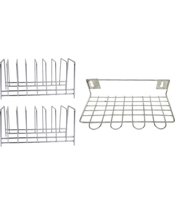 JISUN - Silver Stainless Steel Storage Racks ( Pack of 3 )
