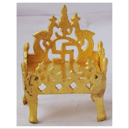 Brass Singhasan Dhalai for God Idol | Heavy Cast Mandir Singhasan, Height : 5 Inch (ZMAS324 A)