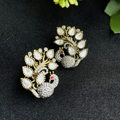 Nayaab peacock Polki Earrings