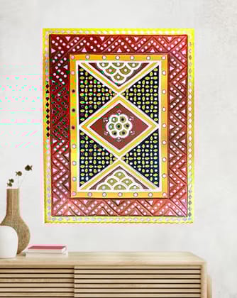 Geometric Patterned Wall Lippan Art, 18 Inch x 24 Inch