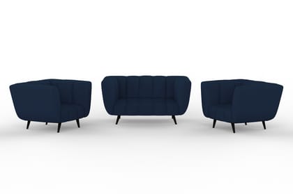 Wakeup India Mushy Premium Fabric Sofa Set | 2 Seater Sofa | Pocket Spring Cushion | Padded Cushioned Armrest | Polished Wooden Leg (Berry Blue, Seating-2) | 1 Year Warranty