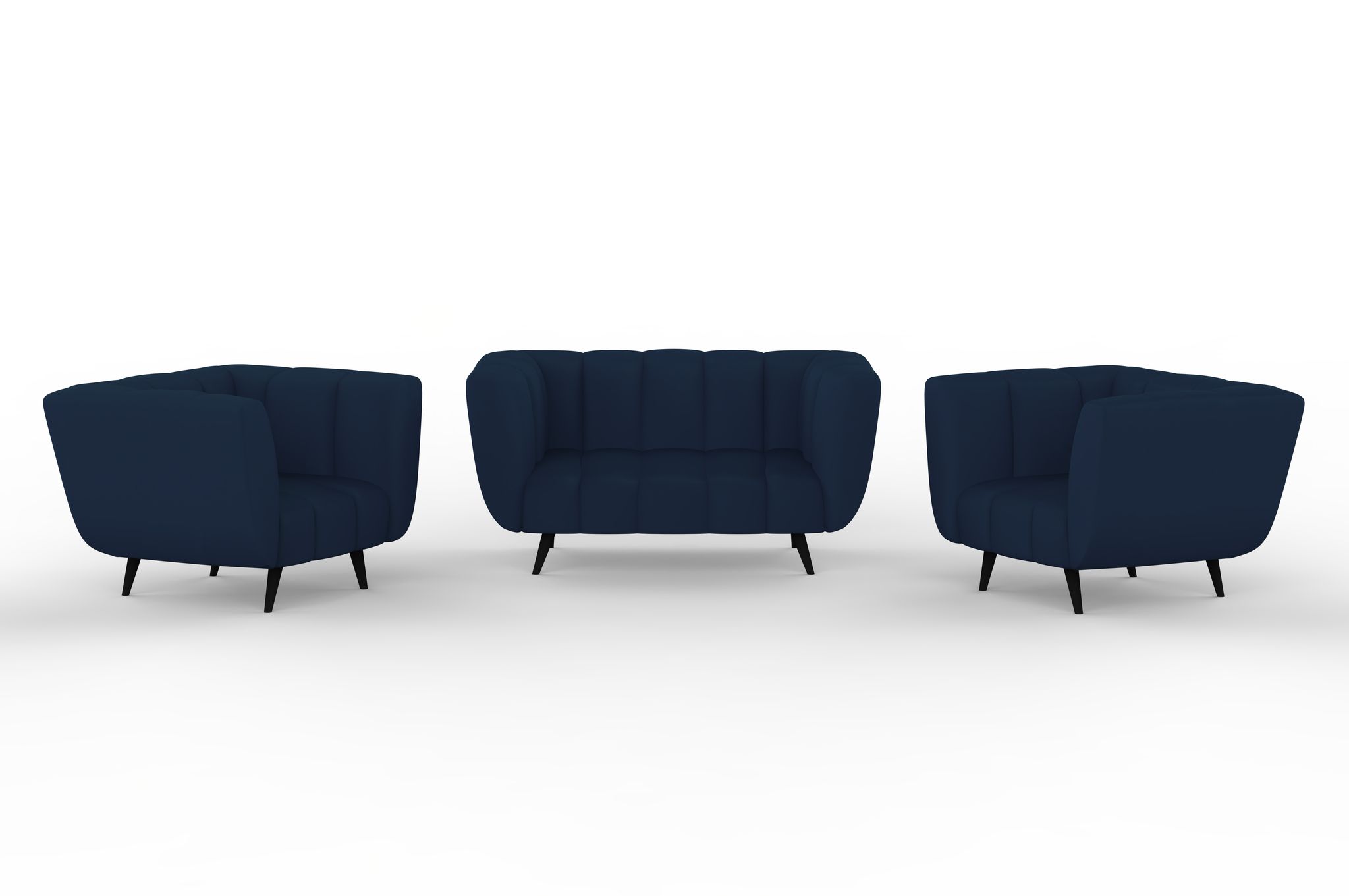 Wakeup India Mushy Premium Fabric Sofa Set | 2 Seater Sofa | Pocket Spring Cushion | Padded Cushioned Armrest | Polished Wooden Leg (Berry Blue, Seating-2) | 1 Year Warranty