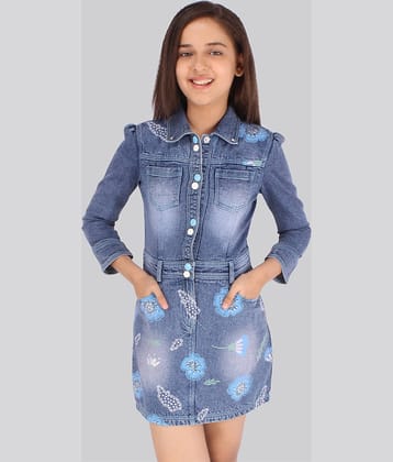 Cutecumber - Blue Denim Girls Shirt Dress ( Pack of 1 )