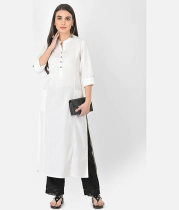 Pistaa - White Cotton Blend Women's Straight Kurti ( Pack of 1 )