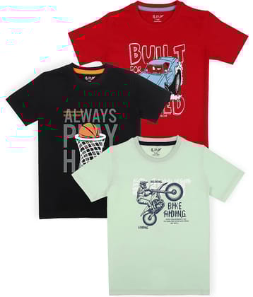 J&JP Pack of 1 Boys Cotton Blend T-Shirt ( Multi Color )