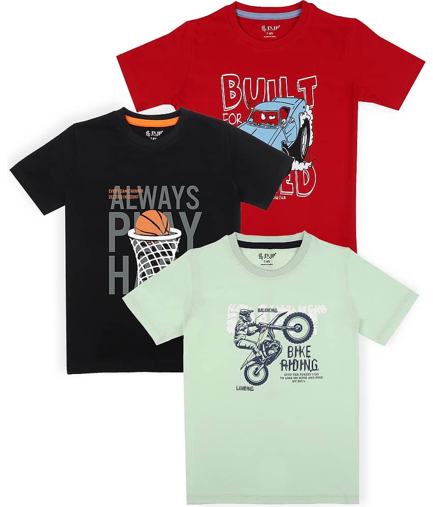 J&JP Pack of 1 Boys Cotton Blend T-Shirt ( Multi Color )