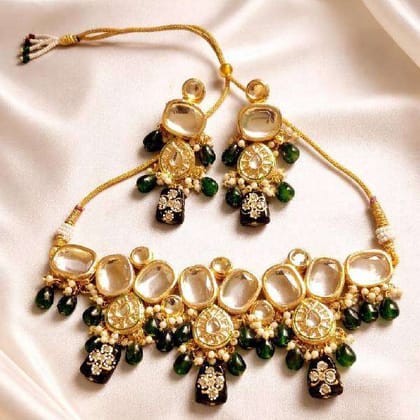 Royal Kundan Green Beads Choker