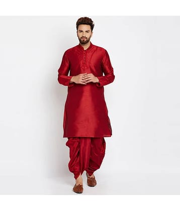FANZI Silk Men's Dhoti Maroon ( Pack of 1 )