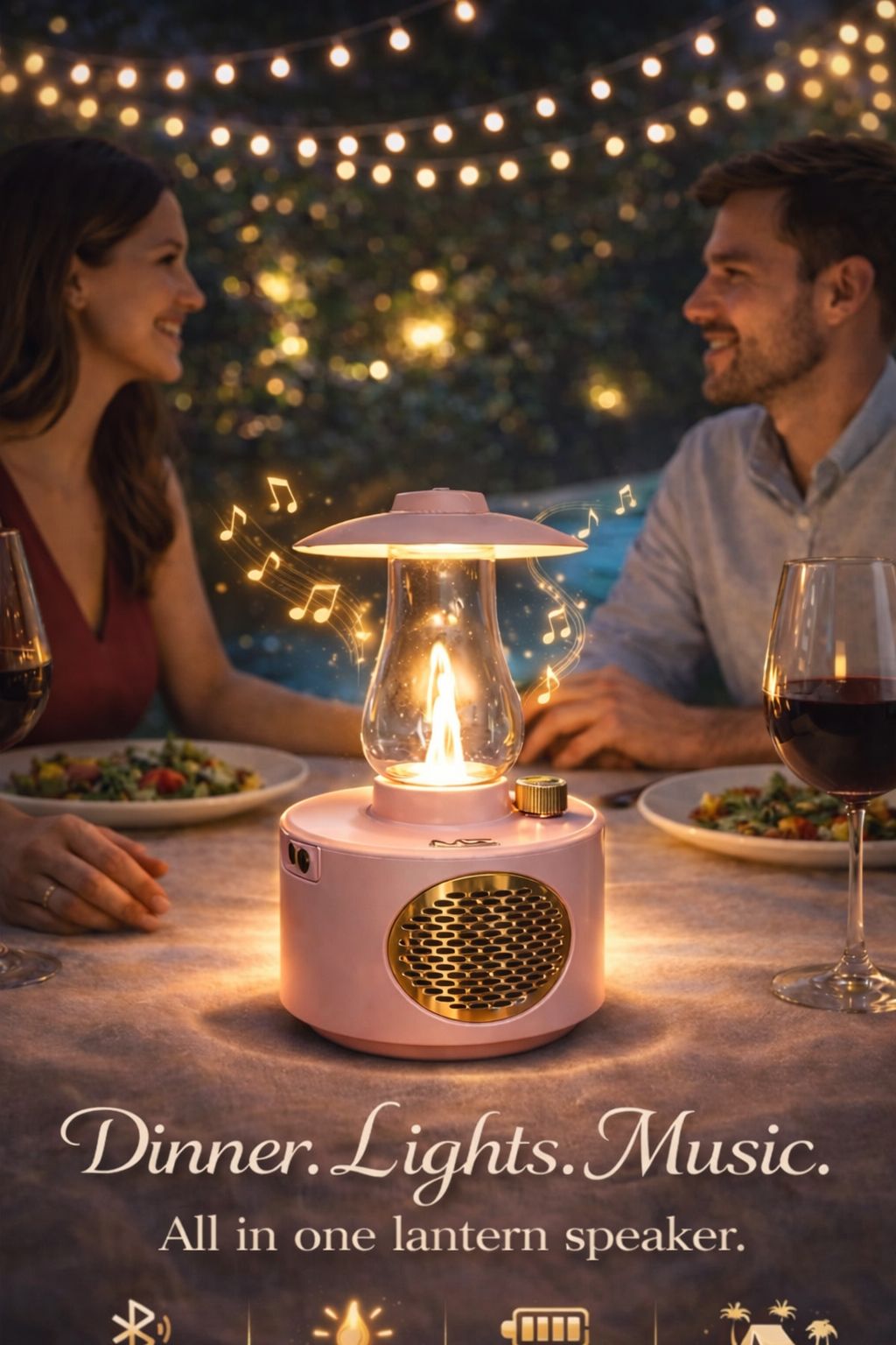 Portable Bluetooth Lantern Speaker with Warm LED Light | Wireless Music Speaker for Indoor & Outdoor, Camping, Bedroom & Party Use