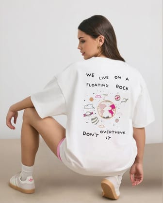 Floating Rock Vibe Check Oversized Unisex T-Shirt-White / S