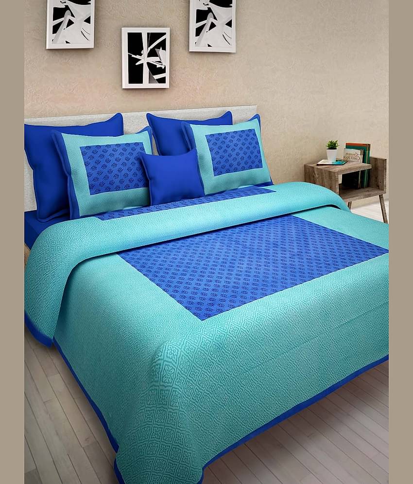 Uniqchoice Cotton Double Bedsheet ( Blue )