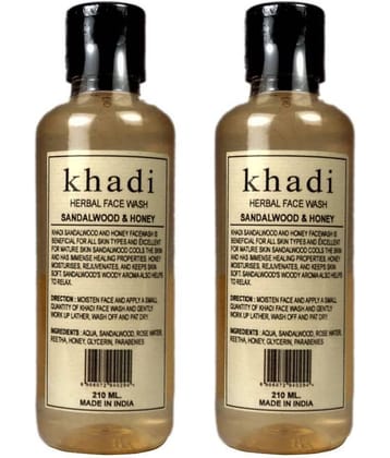 Khadi Herbal Sandalwood & Honey Face Wash 210 ml Pack of 2