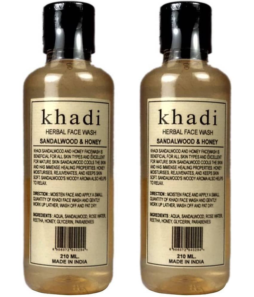 Khadi Herbal Sandalwood & Honey Face Wash 210 ml Pack of 2