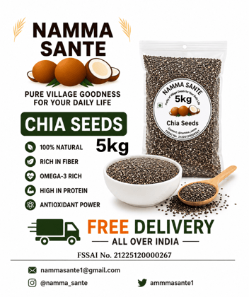 Chia Seeds, Salvia Seeds, Tukmaria Seeds, Mexican Chia Seeds, Superfood Seeds 5kg