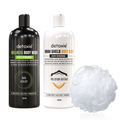 Pack of 2 Body Wash with Loofah - Urban Shield & Wellness - 500 ml Each Pack of 2 Body Wash with Loofah - Urban Shield & Wellness - 500 ml Each - Default Title