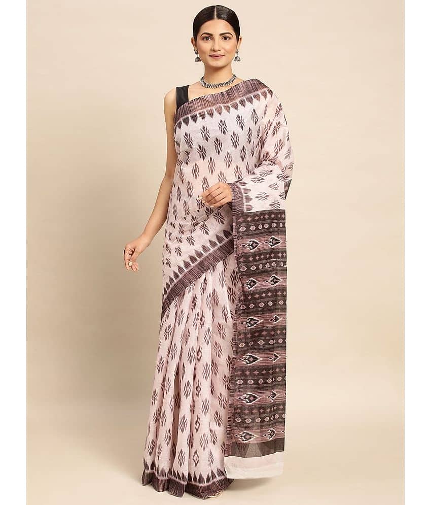 SHANVIKA Cotton Printed Saree Without Blouse Piece ( Pink )