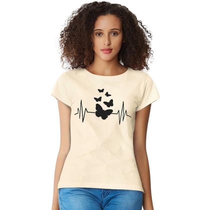 Women's Cotton Western Wear T Shirt M (Cream)
