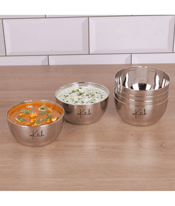 inKitch Multi Purpose Steel Plain Bowl Set 3.5 cm ( Set of 1 ) Silver