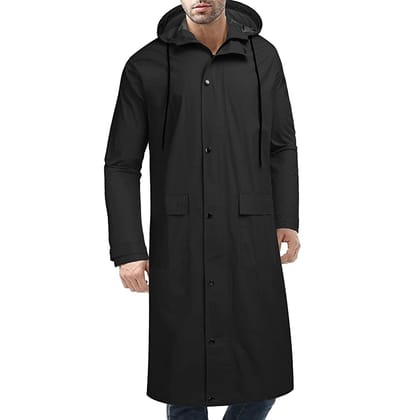 Romano nx 100% Waterproof Heavy Duty Double Layer Hooded Long Raincoat Men in a Storage Bag-Medium